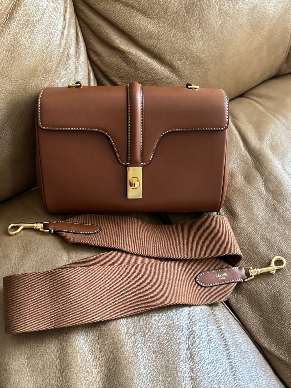 Celine Teen Soft 16 in Smooth Calfskin in Tan Brown